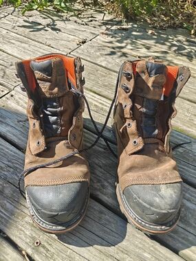 Timberland Brown Work Boots with Orange Interior